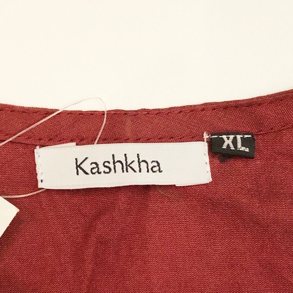 NWT Kashkha Authentic Traditional Kurti Kurta Indian Tunic Maroon Gold Black - Picture 9 of 11